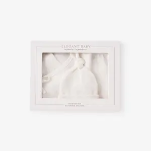 Organic Cotton Pointelle 3 Pc Preemie Layette Set w. Gift Box