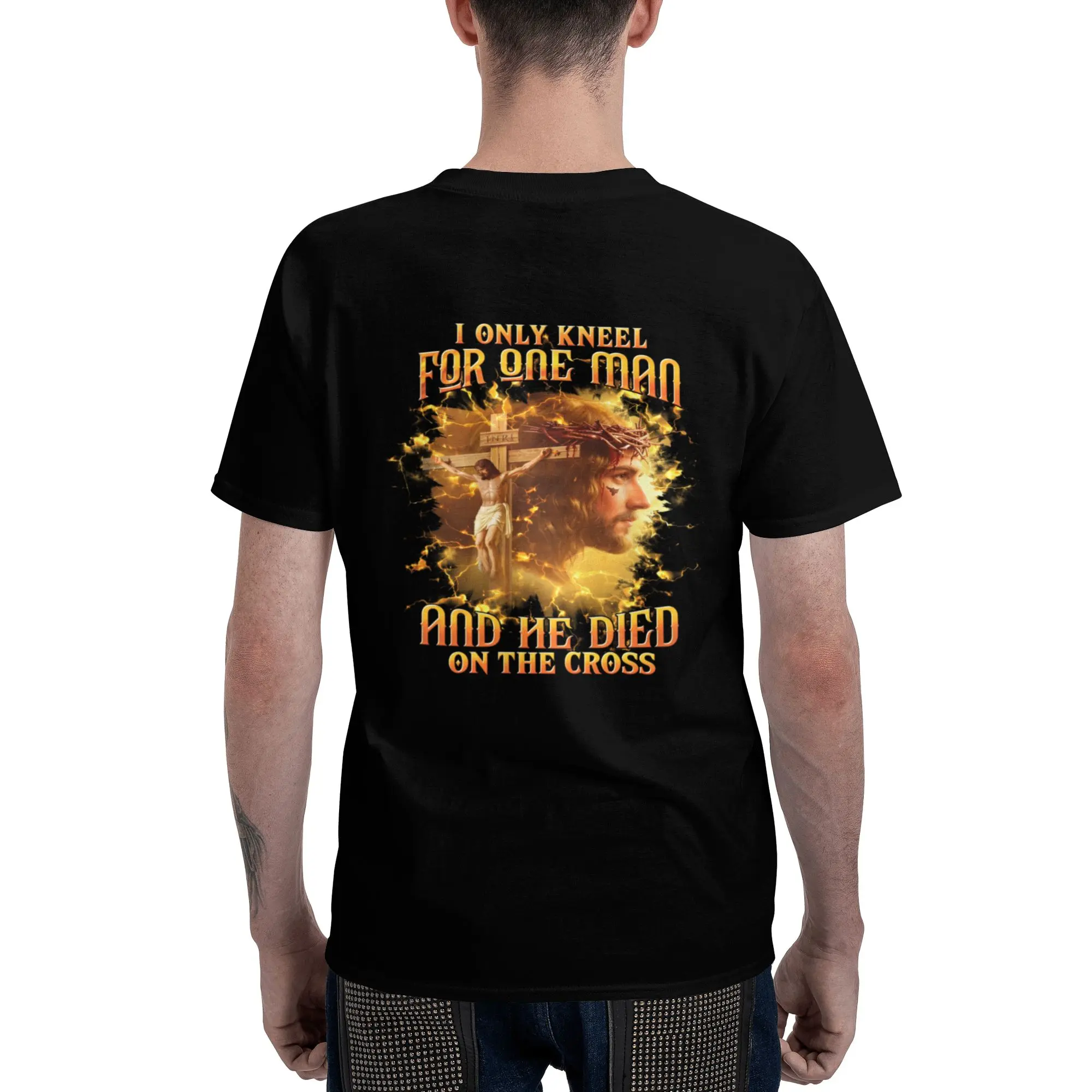 Men'S Christian Faith T-Shirt in Plus Sizes - Y2K Street Style, Featuring God'S Choice Print, Perfect for Church, Casual Outings, And As Christian Gifts - Machine Washable with a Crew Neck And Short Sleeves Streetwear Stylish Menswear Soft
