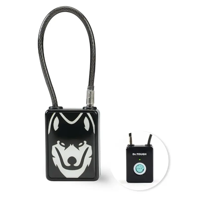 Dr.TOUGH Fingerprint Padlock, Fingerprint Cable Lock Keyless Rechargeable for School Gyms Locker, Smart Biometric Fingerprint Lock for Backpacks, Suitcase