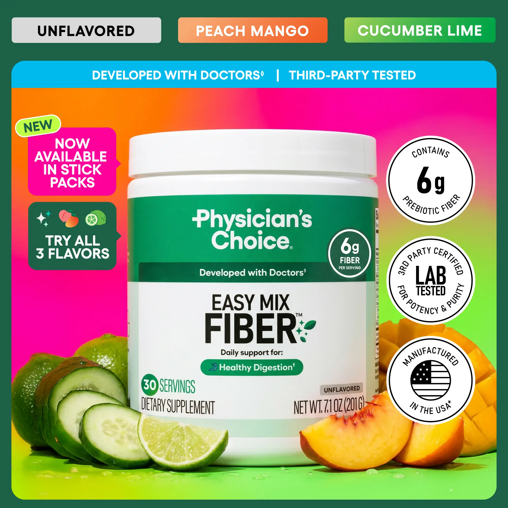 Physician’s Choice Easy Mix Fiber Powder - Sugar Free, No Grit & Tasteless - Prebiotic Fiber Supplement for Regularity, Digestion & Gut Health Physician’s Choice Easy Mix Fiber Powder - Sugar Free, No Grit & Tasteless - Prebiotic Fiber Supplement for Regularity, Digestion & Gut Health