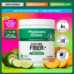 Physician’s Choice Easy Mix Fiber Powder - Sugar Free, No Grit & Tasteless - Prebiotic Fiber Supplement for Regularity, Digestion & Gut Health Physician’s Choice Easy Mix Fiber Powder - Sugar Free, No Grit & Tasteless - Prebiotic Fiber Supplement for Regularity, Digestion & Gut Health