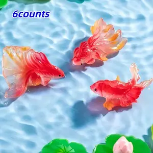 6-Piece Micro Landscape Koi Fish Set, Aquarium Water Scene Ocean Decor, DIY Desktop Ornament Accessories, Ecological Bottle Small Figurine