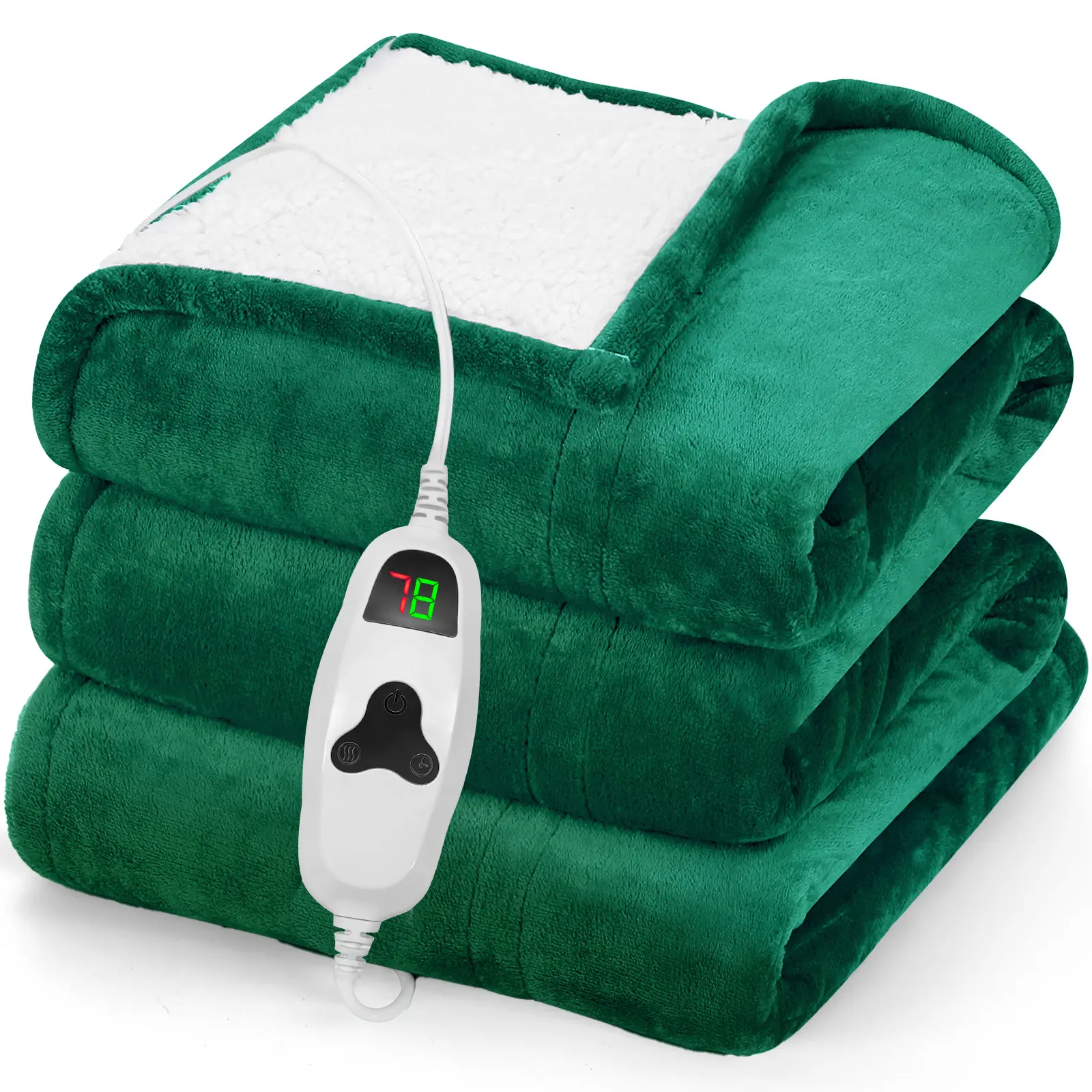 Greenoak Heated Blanket Electric Throw 50"X60", Heating Blanket with 10 Heat Levels 8 Hours Auto-Off,Fleece Soft Christmas Blanket,Gifts for Grandma Seniors Mom