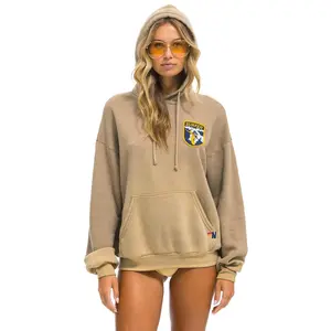 CALIFORNIA SURFER PATCH PULLOVER RELAXED HOODIE - FADED TAN