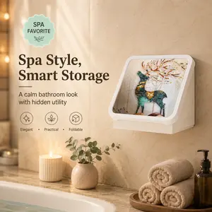 No-Drill Foldable Bathroom Wall Cabinet, Waterproof Wall-Mounted Organizer for Towels & Clothes in Small Bathrooms
