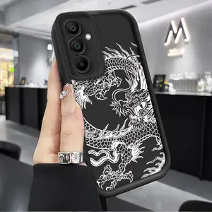 Phone Case - Phone Case Suitable for Samsung Galaxy A56 A36 A55 A54 A16 A35 A34 A25 A33 A26 A53 A51 A71 A52 A14 A15 A06 A05S A05 A12 A13 4G 5G Light Luxury National Trend Dragon Pattern Business Matte High-End Angel Eye Lens Full-Inclusive Protectiv