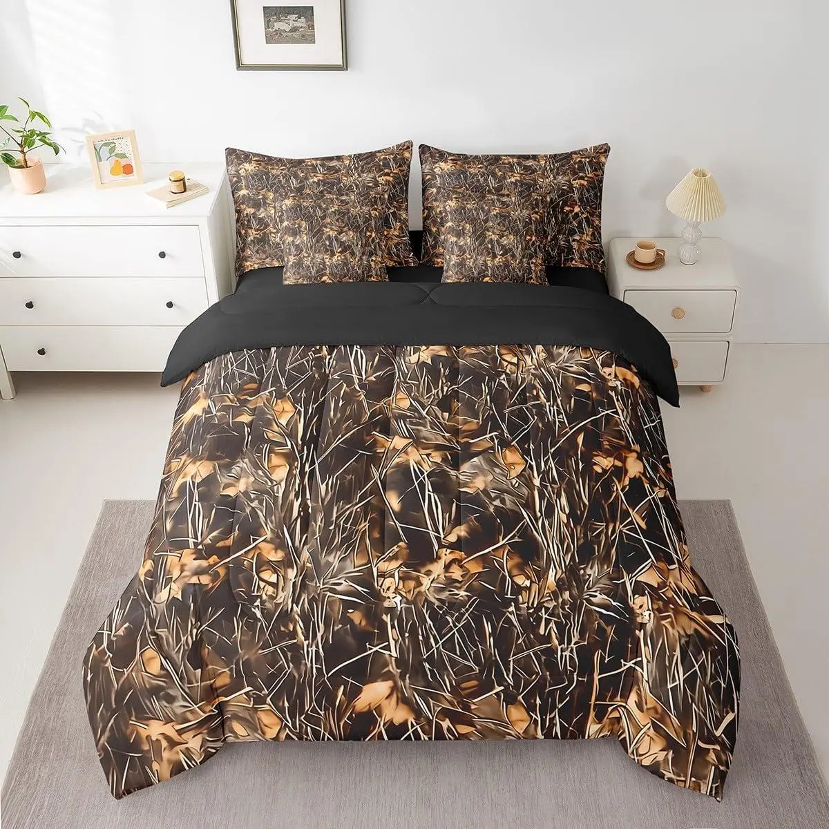 Camouflage Bed in a Bag All Purpose Camo 7 Pieces Bedding Set Hunters Cabin or Rustic Lodge The Woods Camouflage Comforter Set with Sheets Comfort Natural Bed Set