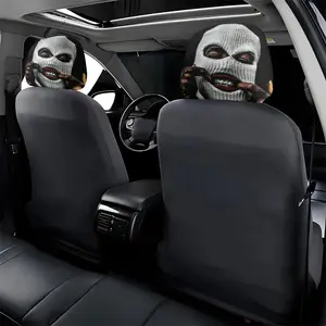 Set of 2 Car Headrest Covers Featuring a Hip-Hop Style Mask Design, Car Accessories, Suitable for Various Vehicle Types. Easy to Install And Remove, Washable And Durable