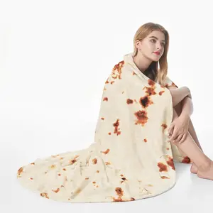 Burrito Tortilla Blanket 90in, Sided Soft Flannel Throw, Gag Novelty Tortilla White Elephant Gift for Christmas Adults Kids Couples Parties