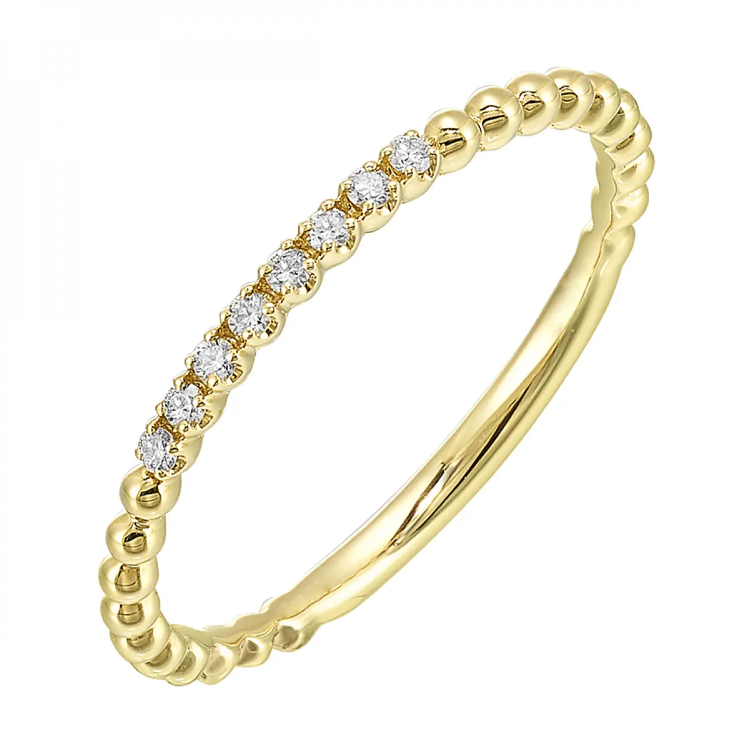 Women's 14kt Gold Wedding Band - 8 Round Diamonds, 0.05tw, Gold Diamond Rings for Brides, 14Kt Gold Rings