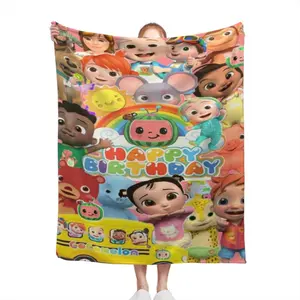 Cute Cocomelon Blanket D Design Soft Fleece Throw Cozy Cartoon Gamer Blanket Unique Gift for Kids Boys Girls Couch Bed Decor Halloween Christmas Birthday Decorations Sale
