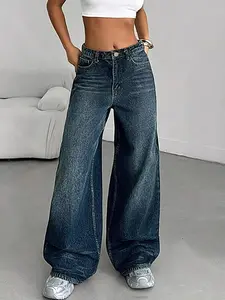 Vintage Wash Wide Leg Jeans