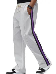 Men's High Street Hip Hop Textile Patchwork Jogger Pants, Casual Fitted Sporty Outdoor Sweatpants for Spring & Fall