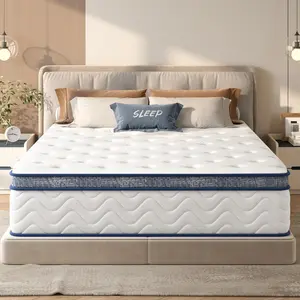 Queen Size Mattress,10 Inch/ 12 Inch Hybrid Mattress, Individually Pocketed Innerspring, Medium Firm (White)
