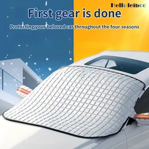 LEIBOO Summer Car Windshield SunShade,  Dust Rain Ice Frost Guard Protector - Anti-theft & Durable Design, Suitable for Car Winter Protection Snow & Summer sunshade (48''X64'')