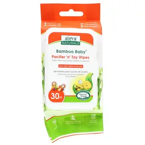 Aleva Naturals Bamboo Baby, Pacifier 'n' Toy Wipes, 30 Wipes
