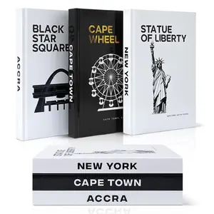 HOMLYCRAFT Decorative Books – 3-Pcs Set Faux Books for Decoration – Coffee Table Books Decor For Living Room, Bedroom, Office – Travel Decor Books with Big Cities, Quotes – Luxury Modern Table Decor