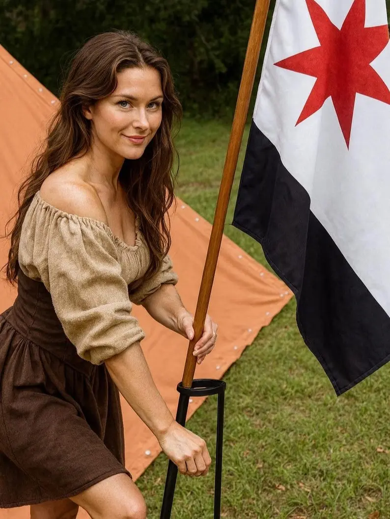 Hand Forged Flag Holder – Iron Portable Hole Base for Flags & Banners, Blacksmith Made Hardware