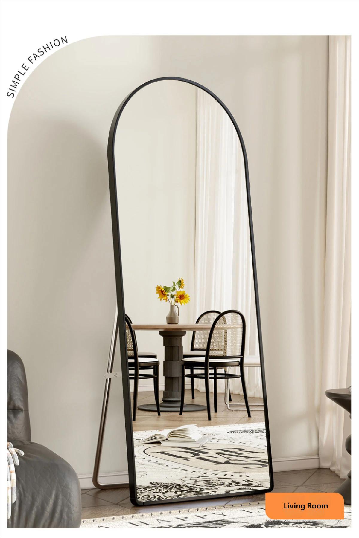 Arched full-length mirror with bracket, full-length mirror, full-length mirror, floor standing mirror, home wall mounted mirror, simple dormitory, bedroom, hotel and bathroom, large mirror, living room and dressing room, wardrobe, hanging mirror for use Arched full-length mirror with bracket, full-length mirror, full-length mirror, floor standing mirror, home wall mounted mirror, simple dormitory, bedroom, hotel and bathroom, large mirror, living room and dressing room, wardrobe, hanging mirror for use