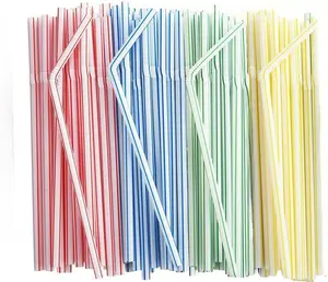 200 count Plastic Straws Disposable -Straws Drinking Plastic -8.8inch Long Bendy Straws -Flexible Bendable Drinking Straw