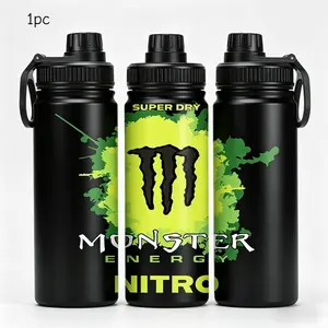 1pc 20oz Stainless Steel Insulated Water Bottle, Monster IP Splatter Design, High-Value Sports Water Bottle with Handle, Suitable for Outdoor and Indoor Fitness, Personalized Gift for Birthdays/Holidays