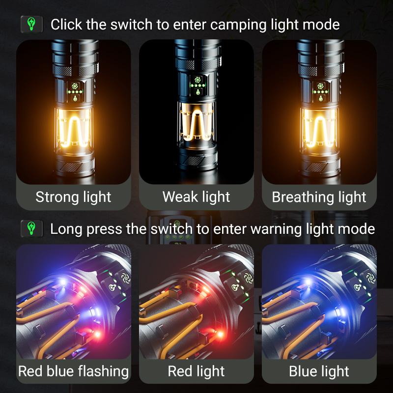 Vintage LED Camping Lantern, Rechargeable Tactical Flashlight with Dimmable Warm Filament Light, Portable Tent Light for Emergency Survival Gear