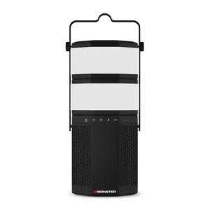 Monster Luna Portable Bluetooth Speaker – Rechargeable Multifunctional Speaker with 360° Sound, Detachable RGB LED Lights, 10-Hour Battery, IPX5 Water-Resistant, EZ Play 2 App Compatible, Hanging Hook, Compact Travel-Friendly Speaker