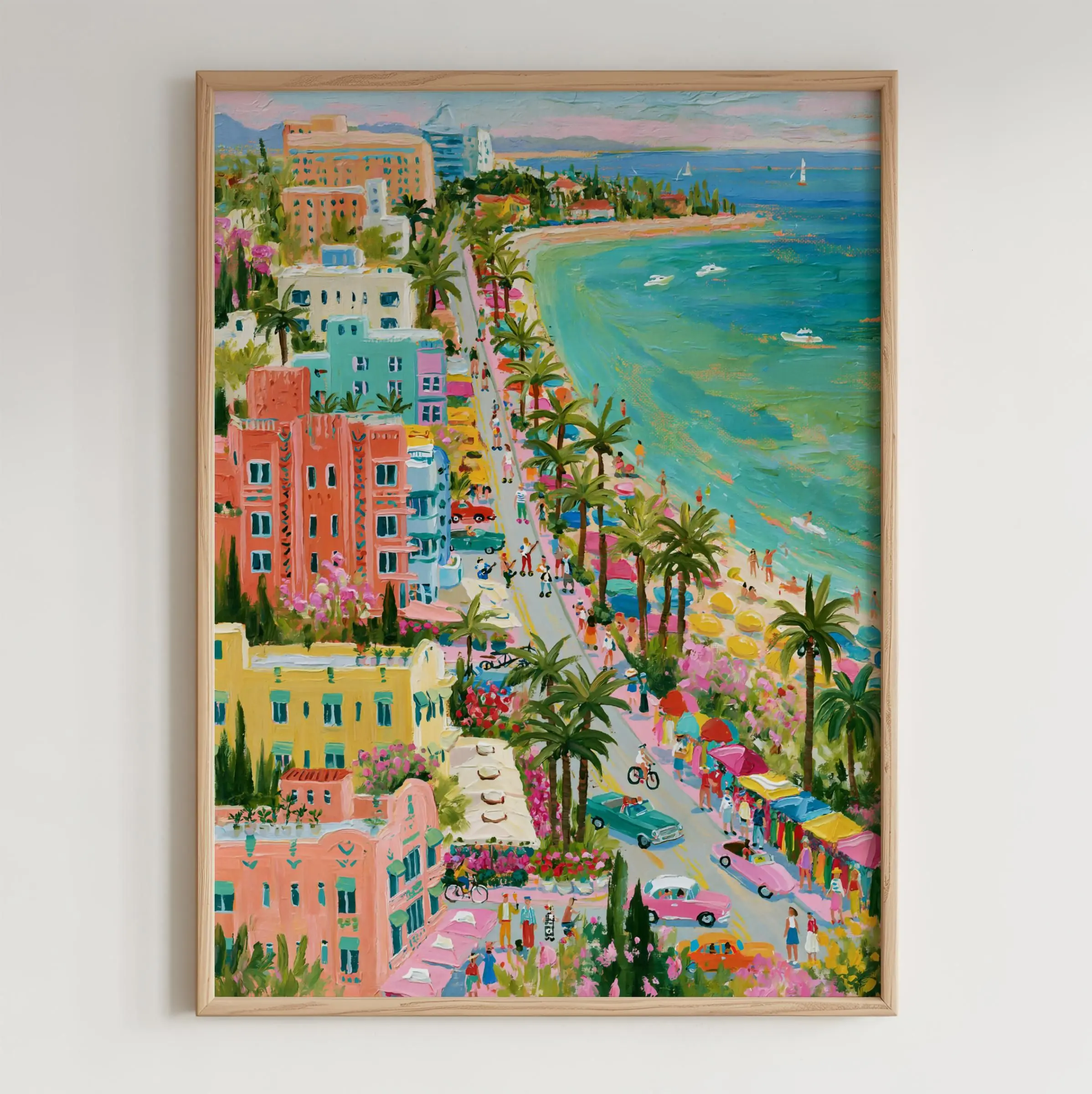 [SALE UP TO 40%] [Unframed] Miami Beach Art Print, Vibrant Coastal Decor Poster, Retro Travel Wall Art