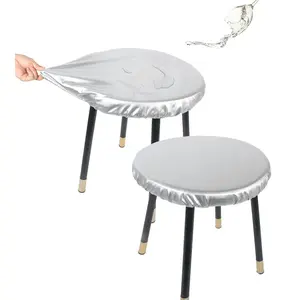 Round Stool Covers, Stretch  15"-20" Bar Stool Seat Cover Round Chair Covers  2 Pack