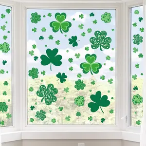 109 Pcs Shamrock Window Clings Stickers for St Patricks Day Decorations