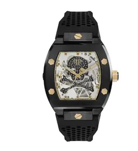 Philipp Plein $keleton Crystal Automatic Black Silicone Watch, 44mm