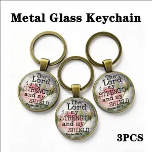 3 Piece Christian Encouragement Keychain, Alloy Key Ring, Perfect Gift for Christians, Ideal for Christmas and Baptism
