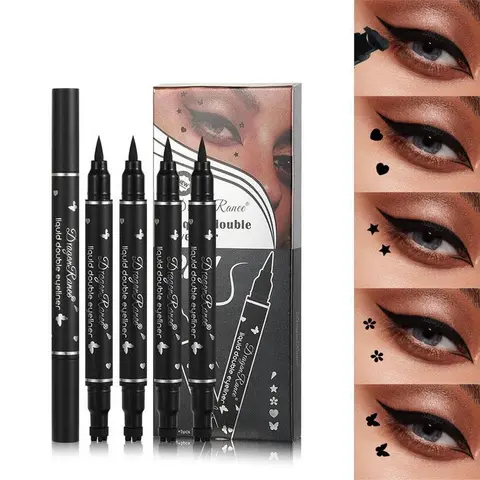 Waterproof Eyeliner Stamp Pen, 5 Counts/set Heart & Star & Butterfly Design Graphic Eyeliner Pen, Eye Makeup Tool for Women & Girls, Cosmetic, Eye Makeup Product, Eyeliner Shape Pen, Graphic Eyeliner Kits