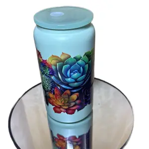 Succulent 16oz Stainless Steel Cup Drinkware Beverage Flasks with Elegant Design and Straw for Hot Cold Drinks
