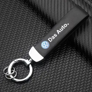 Metal Leather Car Keychain, Custom Logo Key Ring for Volkswagen Polo Passat B5 B6 B7 T4 T5 Golf 4 5 6 Tiguan Jetta Multi-Models