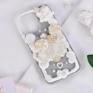 Kawaii Phone Case,Decoden iPhone Case,Grey iPhone 12/13 Mini Pro Max Case,Handmade Fake Cream,iPhone Cover, Birthday Day Gift Accessories Protection, Valentine's Day Gifts