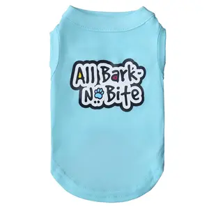 Dog Shirts For Small Dogs Printed Pattern All Bark No Bite Cotton Calm Cute Sleeveless Clothes Breathable And Little Stretchy Tshirts Your Furry Friends Turquoise S