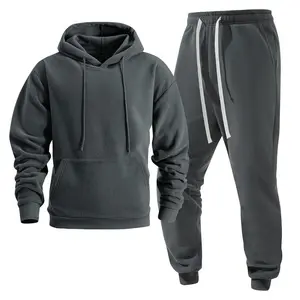 Men's Gray Fleece Tracksuit: Hoodie & Joggers Set for Ultra-Cozy, Stylish Casual Comfort
