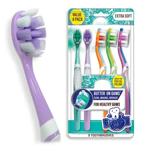 Butter on Gums Toothbrush with Extra Soft Bristles for Sensitive Gums, Soft Toothbrush for Kids & Adults, 8 ct