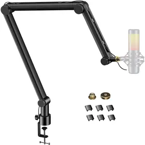 Microphone Arm, AK-49 Adjustable Compact Mic Suspension Boom Scissor Arm Stand For Blue Yeti,Snowball iCE,  QuadCast,SoloCast,Elgato Wave,Etc