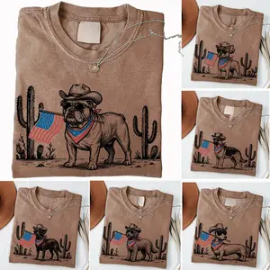 Patriotic Dog Shirt, 50+ Dog Breeds, Western Cowboy Dog Tee, 4th of July Gift for Dog Lovers, USA Flag Shirt