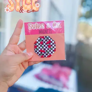 Checkered Cherry Magnet - Decorative and Practical Fridge Magnet - Magnetic