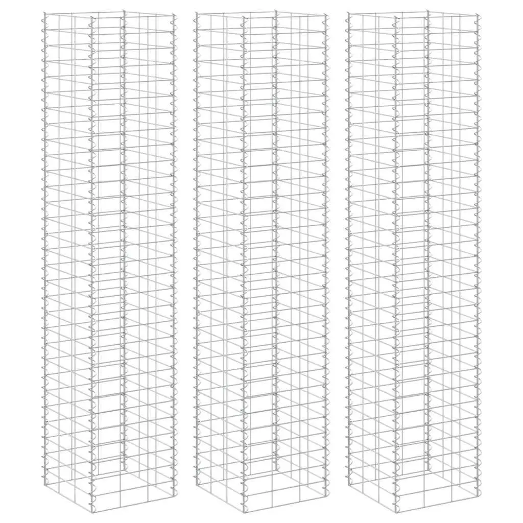 vidaXL Gabion Walls 3 Pcs, Gabion Retaining Wall, Gabion Basket, Garden Stone Cage for Outdoor Backyard Patio Lawn Landscape, Heavy Duty Metal 151251