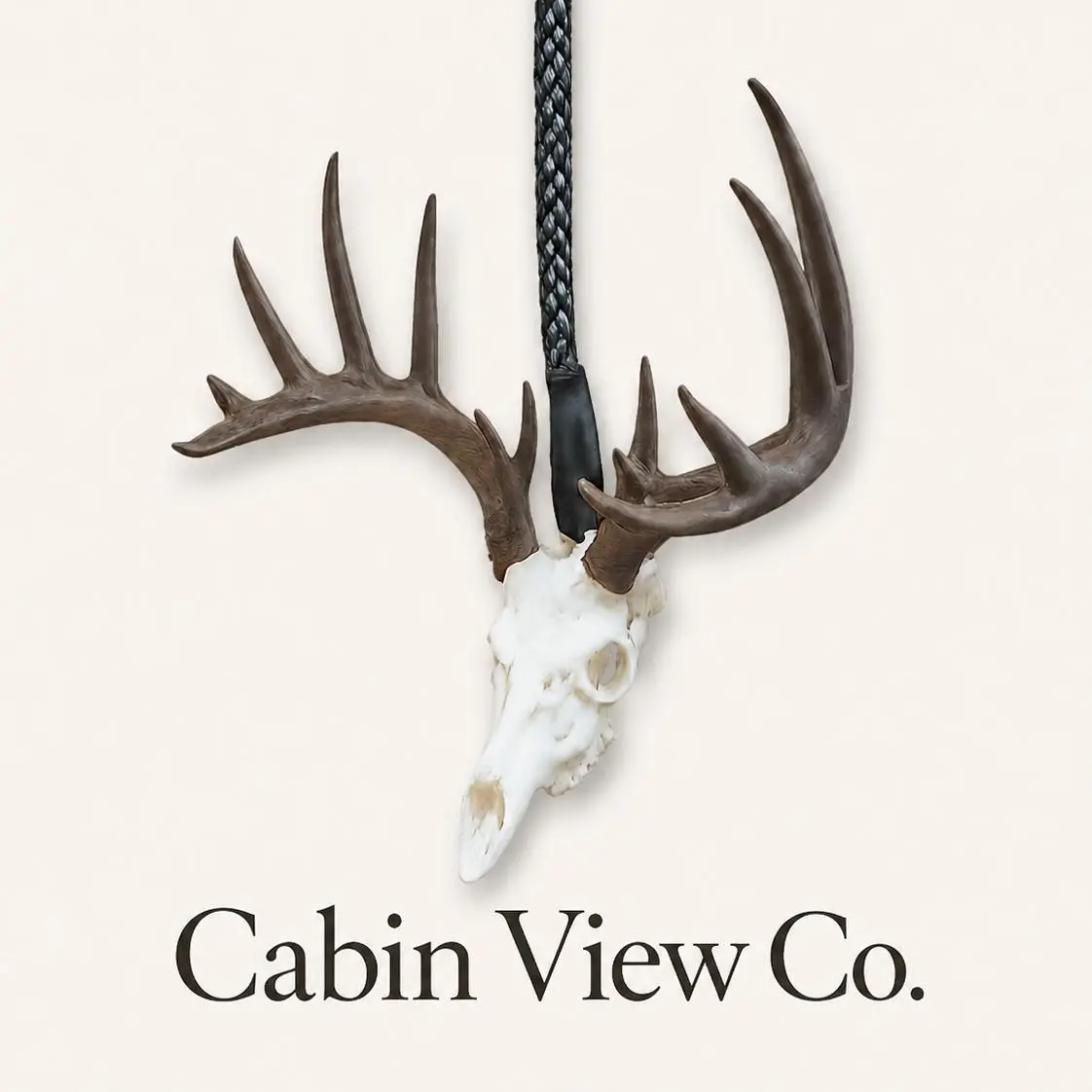White Whitetail Deer Skull Rearview Mirror Hanger