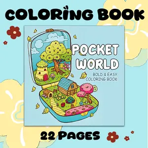 1pc POCKET WORLD Coloring Book, Beautiful Pattern Design, Relieve Stress and Mood, Suitable for Family Gatherings, Easter, Thanksgiving, Christmas, New Year, Valentine's Day Holiday Gifts