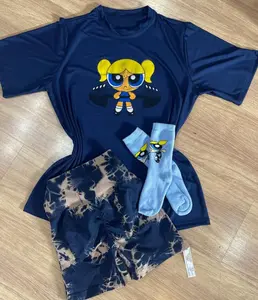 Only T-shirt included, socks and accessories not for sale, Powerpuff Girls GYM Tee, Minimalist Cartoon Shirts, Retro Vibe, Soft Cotton, Streetwear Essential, Cute Fit