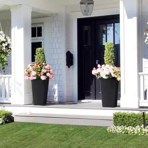 Tall Indoor Plant Pots with Planting Baskets,Built-in Drainage & Automatic Watering, Convenient Water Inlet & Wheels, Durable Weather-Resistant Flower Decorative Modern Garden