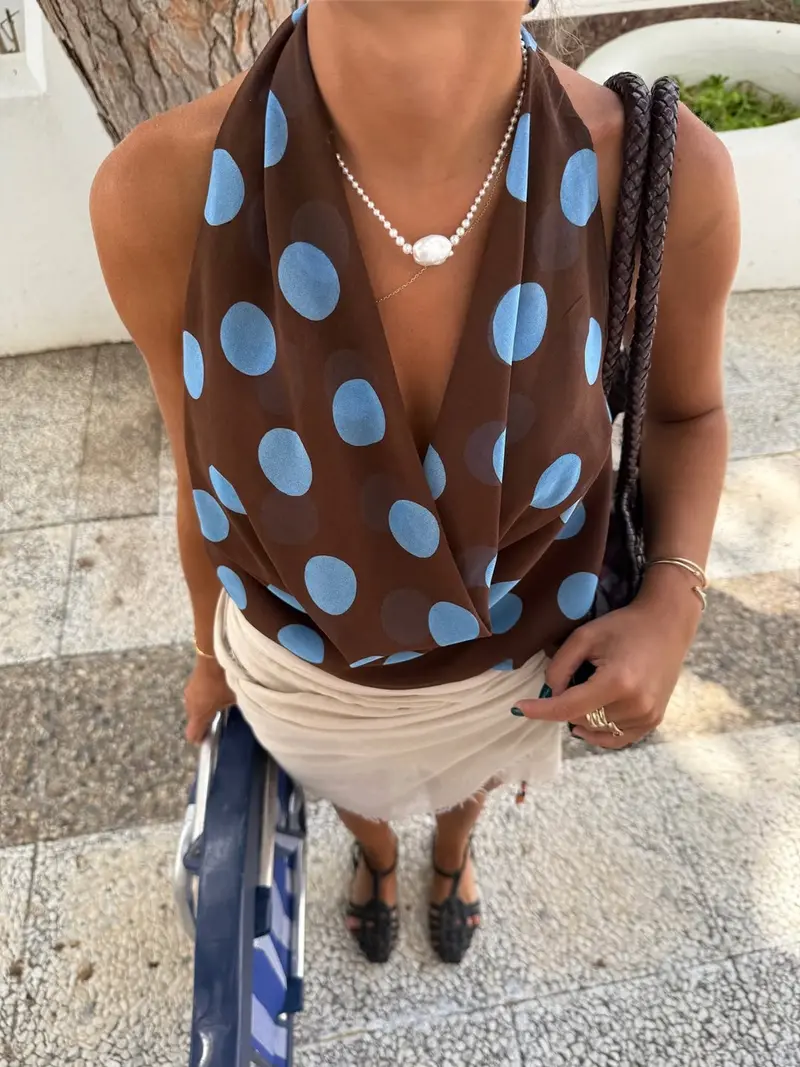polka dot scarf shirt - TikTok Shop