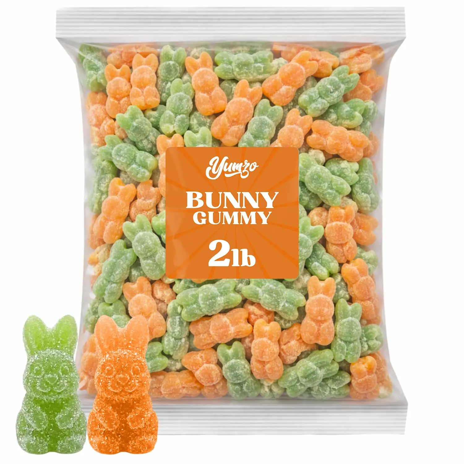 Bunny Candy, Assorted Fruity Flavored Gummy, Orange, Apple, 2 lb