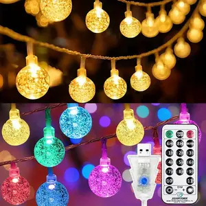 The Only Lights You Need for Wedding and Party Season 2 in 1 Globe Fairy Lights Warm White and Multicolor with 8 Modes 49ft 100LED